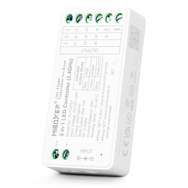 MiBoxer 2.4GHz 3 in 1 LED Controller | RGB/RGBW/RGB+CCT | 12 - 24V DC | Max. 12A
